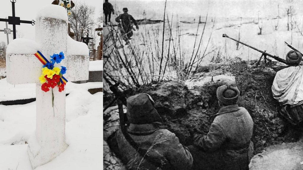 Cruci albe fără nume în cimitirul din Mahala, simbolizând victimele Masacrului de la Lunca Prutului din 1941, una dintre cele mai mari tragedii ale românilor din Bucovina de Nord.